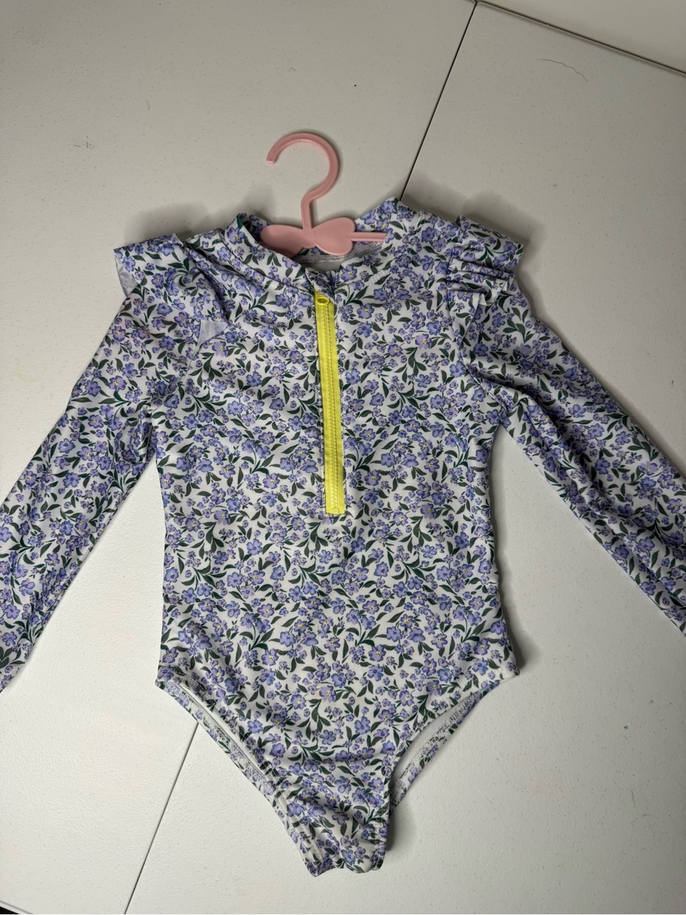George Lavender Floral Swim Cover with Yellow Trim